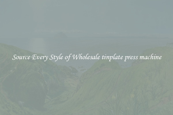 Source Every Style of Wholesale tinplate press machine